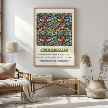 William Morris 'Strawberry Thief' Exhibition Poster Print