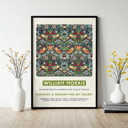 William Morris 'Strawberry Thief' Exhibition Poster Print