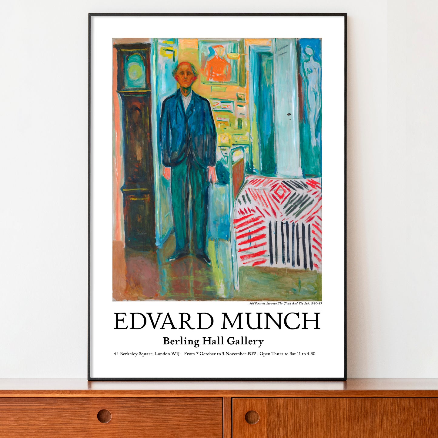 Edvard Munch Exhibition Poster - Self Portrait Between The Clock And The Bed