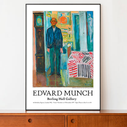 Edvard Munch Exhibition Poster - Self Portrait Between The Clock And The Bed