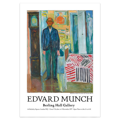 Edvard Munch Exhibition Poster - Self Portrait Between The Clock And The Bed