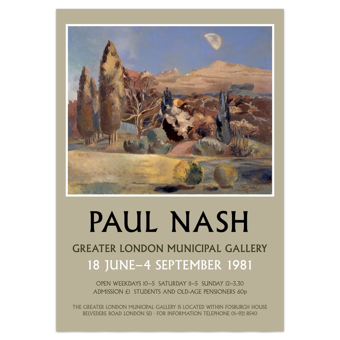 Paul Nash Exhibition Poster - 'Landscape of the Moon's First Quarter' 1943