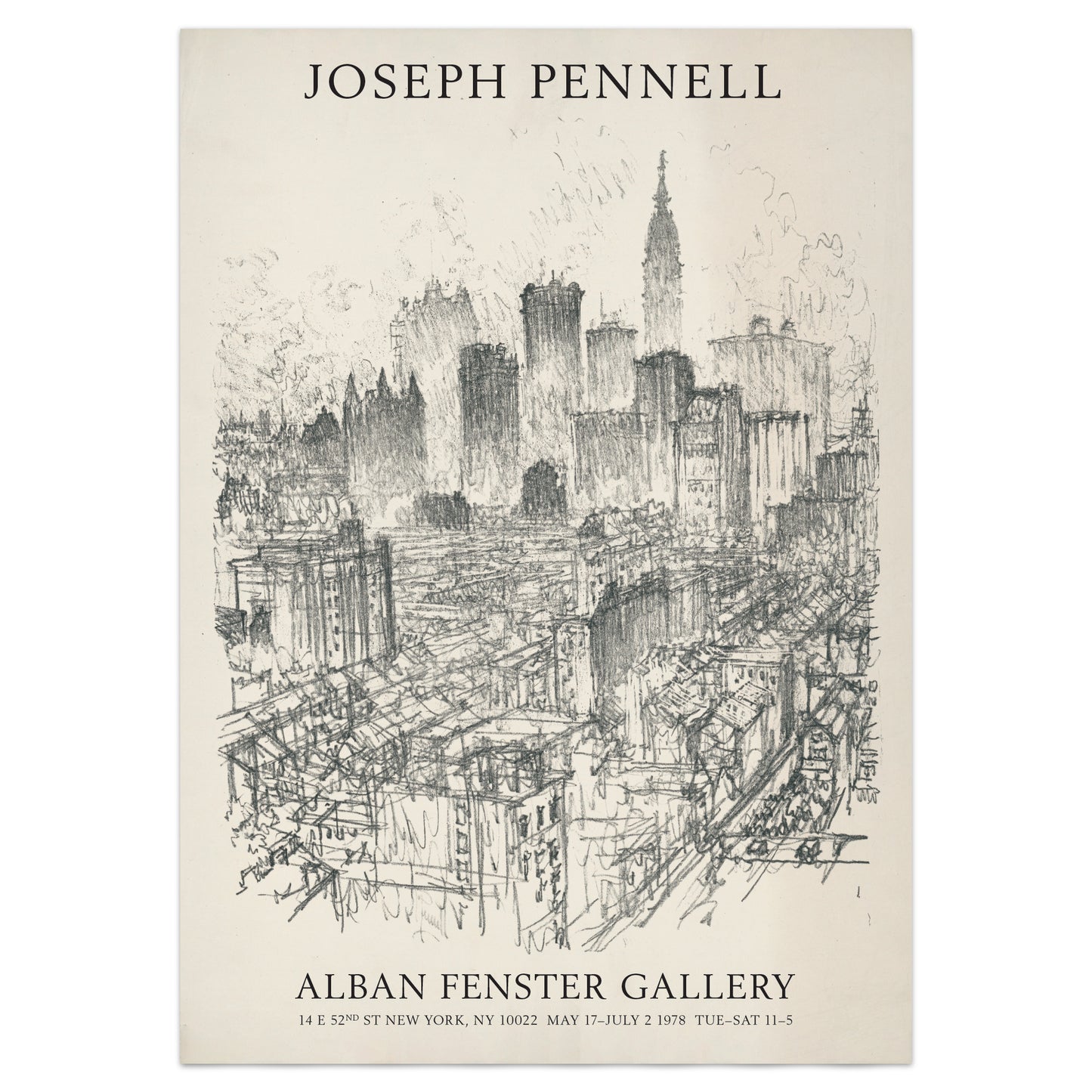 Joseph Pennell Print - 'Skyscrapers from the Gladstone' 1912 Exhibition Poster