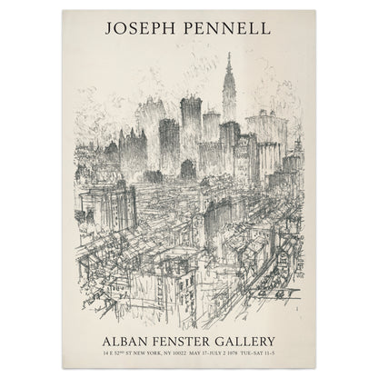 Joseph Pennell Print - 'Skyscrapers from the Gladstone' 1912 Exhibition Poster