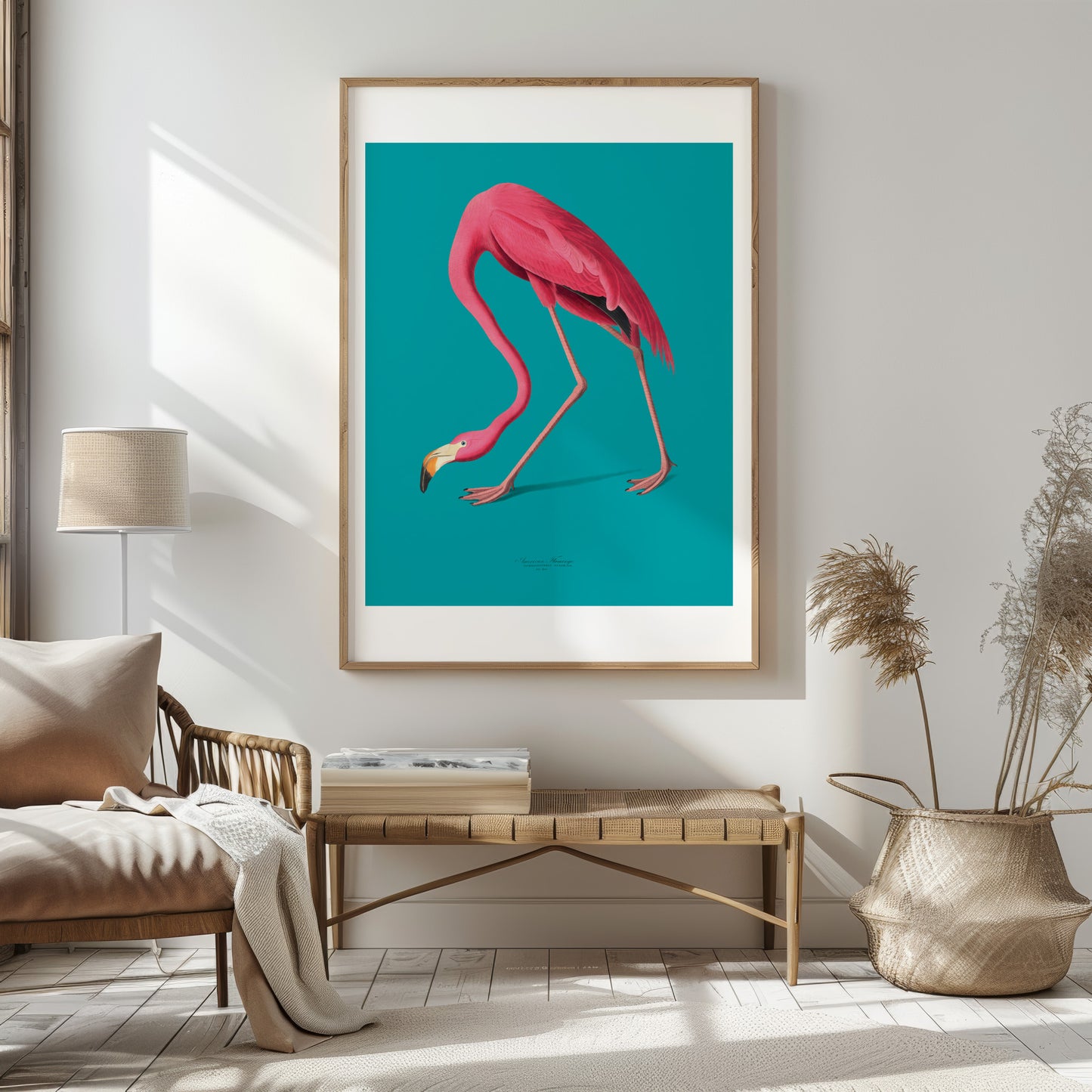 Vintage Pink Flamingo Illustration Print