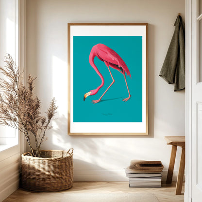 Vintage Pink Flamingo Illustration Print