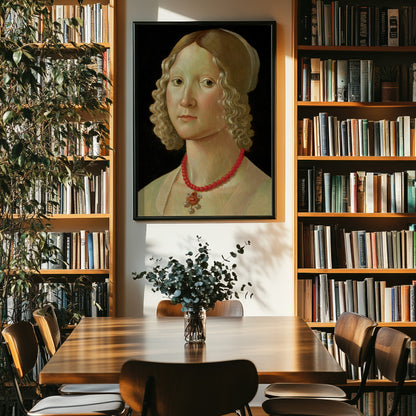 Woman With A Red Necklace - Close-Up Renaissance Portrait Print