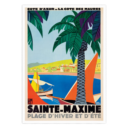 'Sainte-Maxime Côte d'Azur' Art Deco Travel Poster by Roger Broders