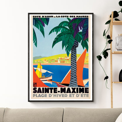 'Sainte-Maxime Côte d'Azur' Art Deco Travel Poster by Roger Broders