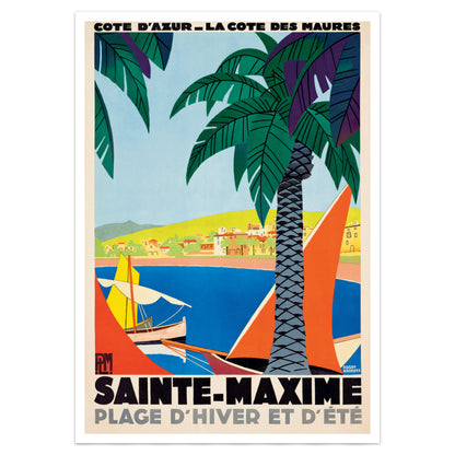 Sainte-Maxime, Côte d'Azur Travel Poster by Roger Broders
