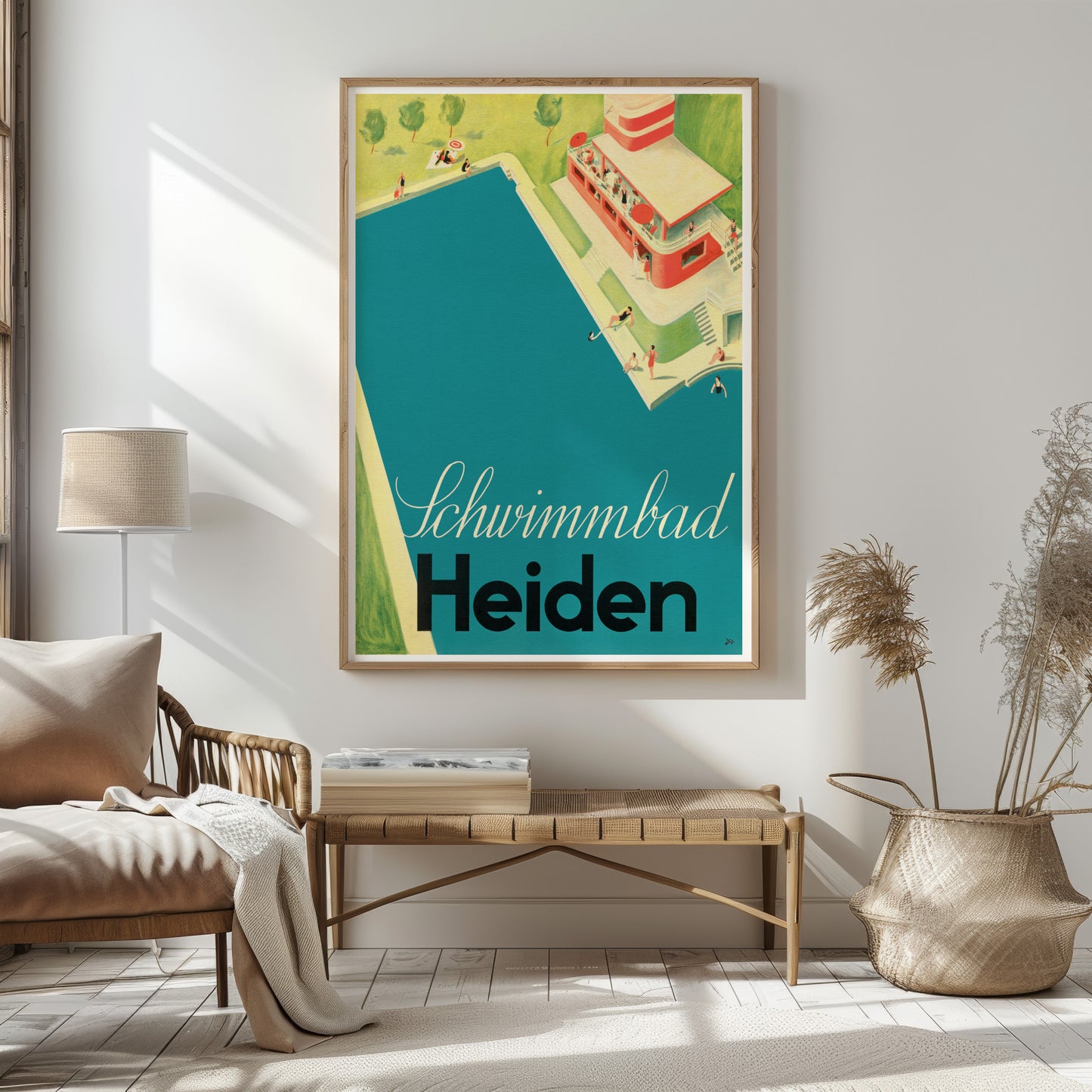 Schwimmbad Heiden: 1930s Swiss Swimming Pool Poster