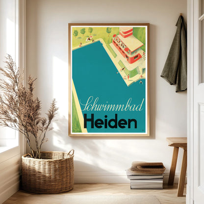 Schwimmbad Heiden: 1930s Swiss Swimming Pool Poster