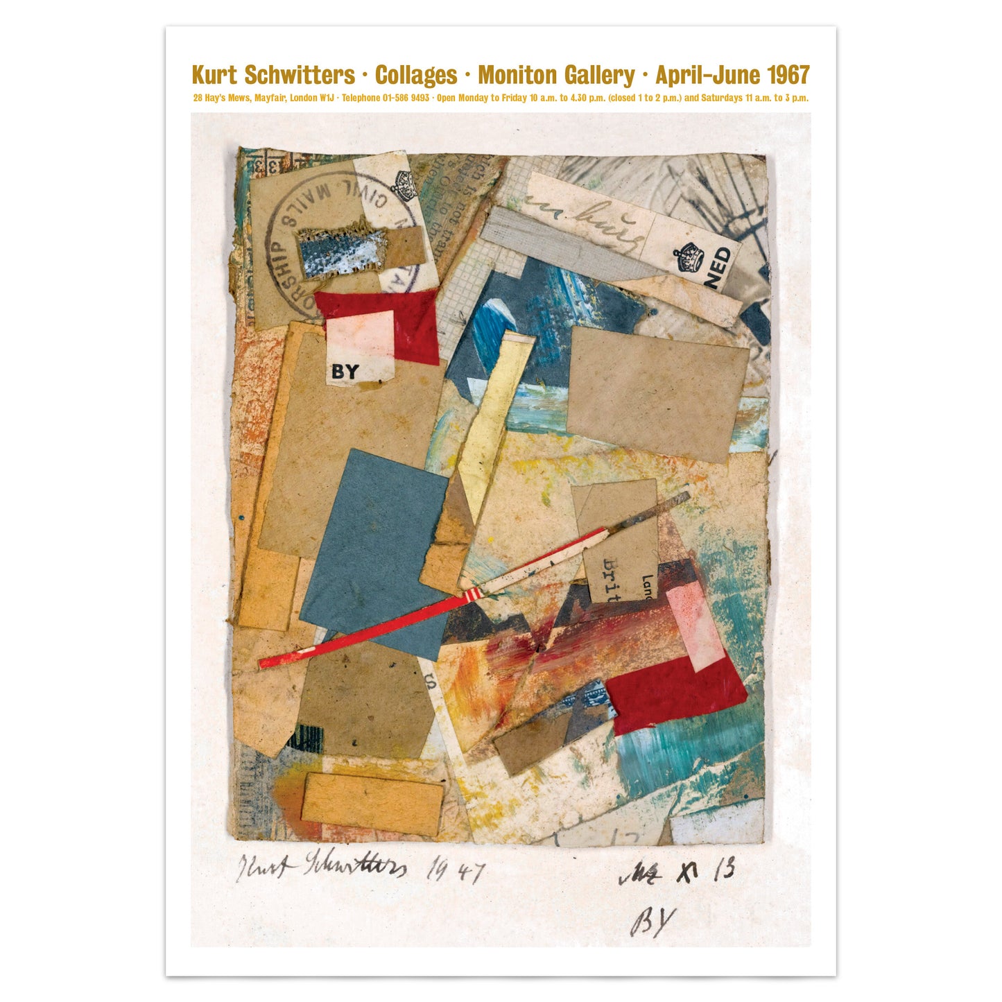 Kurt Schwitters Collage Exhibition Poster - 'Mz x 13 BY'