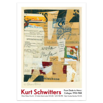 Kurt Schwitters Exhibition Poster: 'Rote Rose' Merz Dada Collage