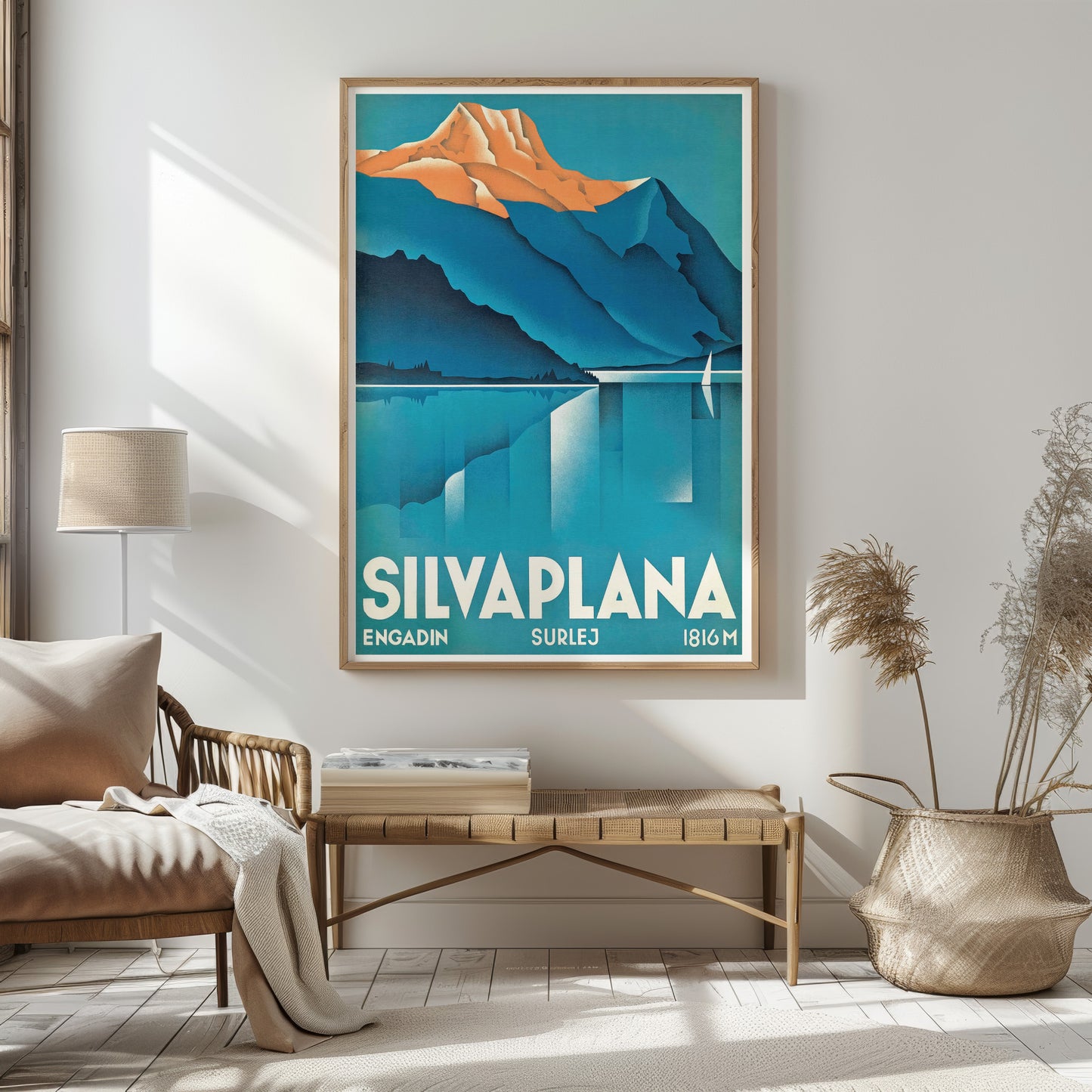 Vintage Lake Silvaplana Travel Poster - 1930s Art Deco Print