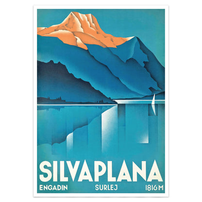 Vintage Lake Silvaplana Travel Poster - 1930s Art Deco Print