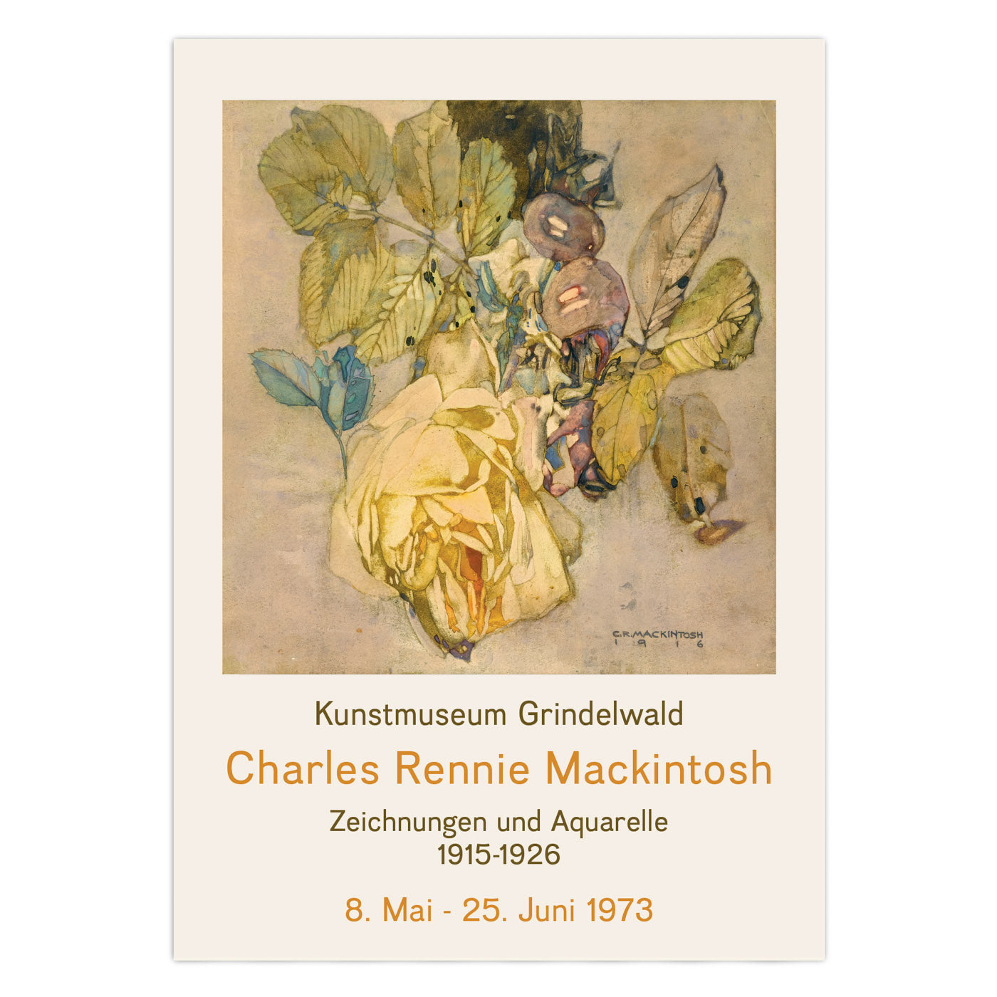 Charles Rennie Mackintosh Exhibition Poster - Winter Rose, 1916