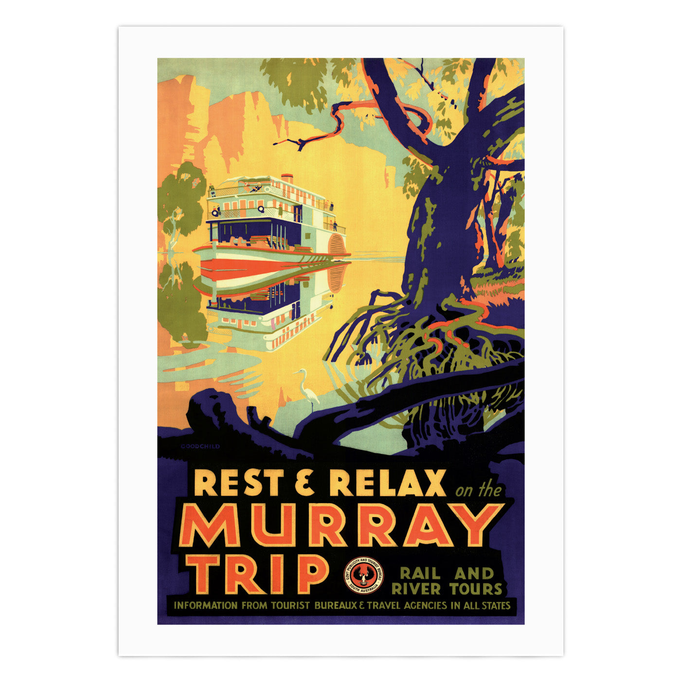 Vintage Australia Travel Poster - Rest And Relax On The Murray Trip