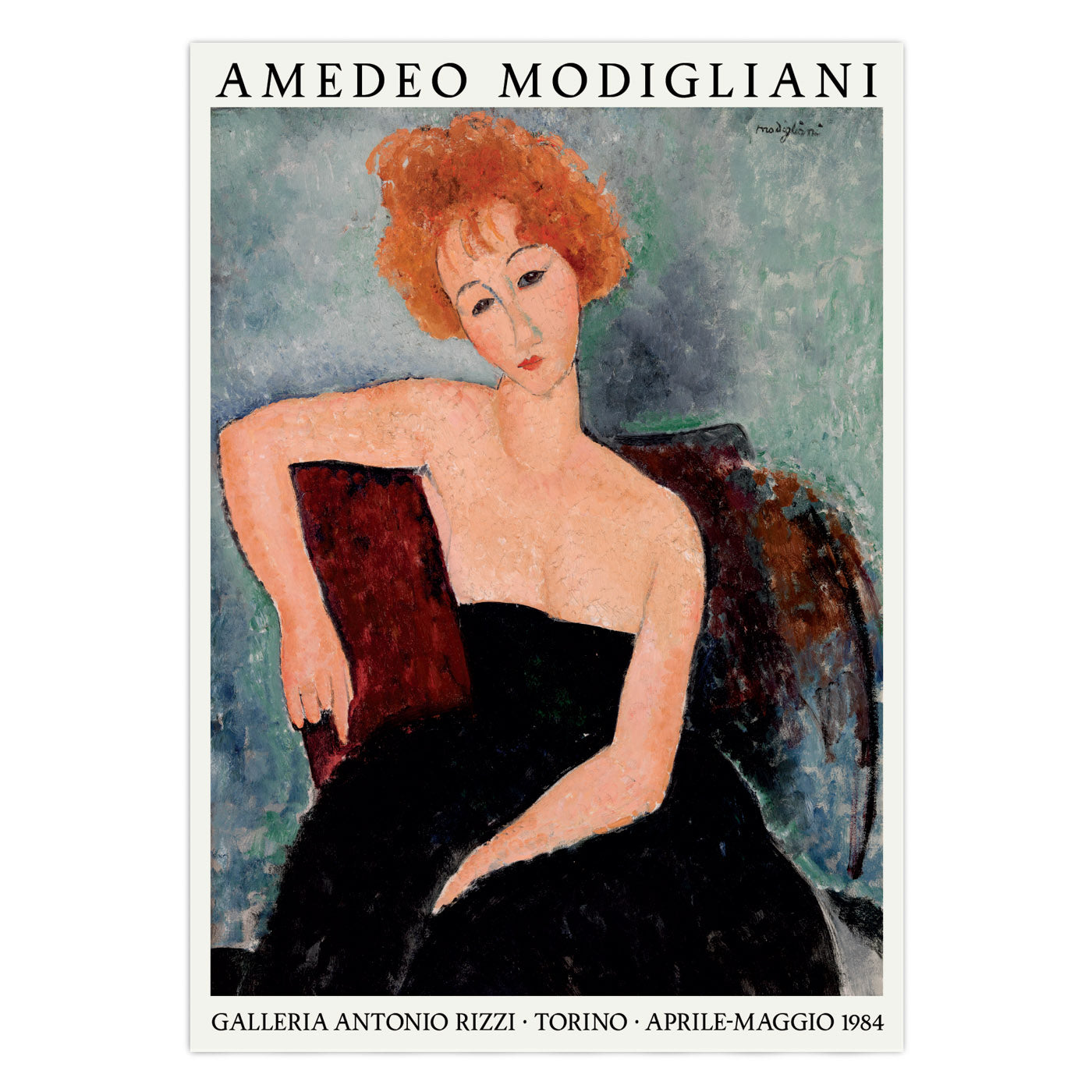 Amedeo Modigliani Exhibition Poster - 'Portrait of the Red-Headed Woman' 1918