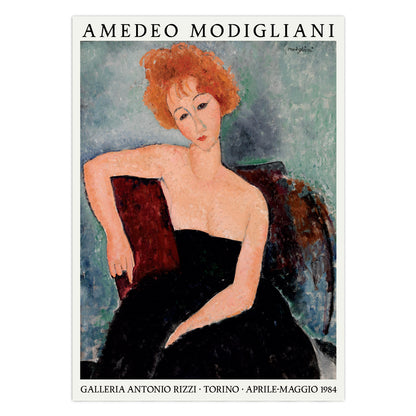 Amedeo Modigliani Exhibition Poster - 'Portrait of the Red-Headed Woman' 1918