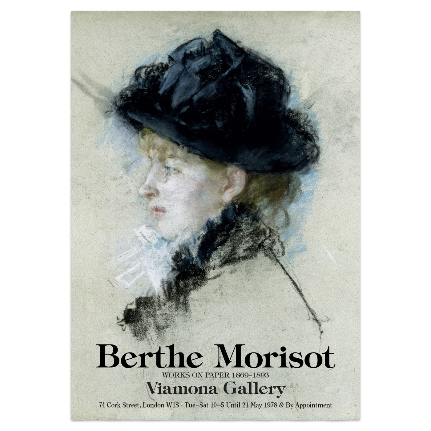 Berthe Morisot art exhibition poster with a focus on her Impressionist pastel works