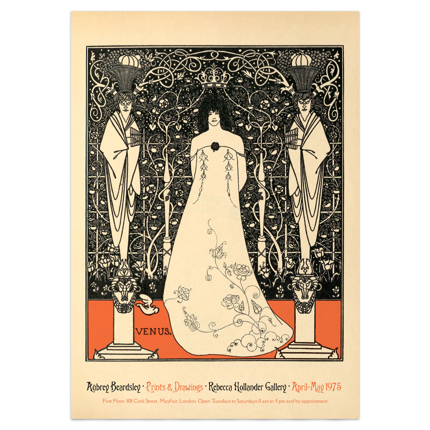 Aubrey Beardsley exhibition poster with Venus Between Terminal Gods and bold Art Nouveau typography