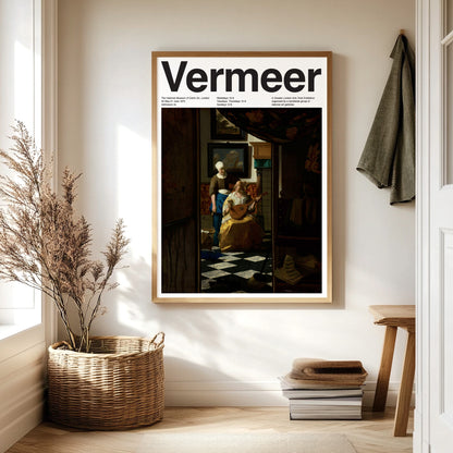 Johannes Vermeer's 'The Love Letter': Vintage 1970s Style Poster with Swiss Design