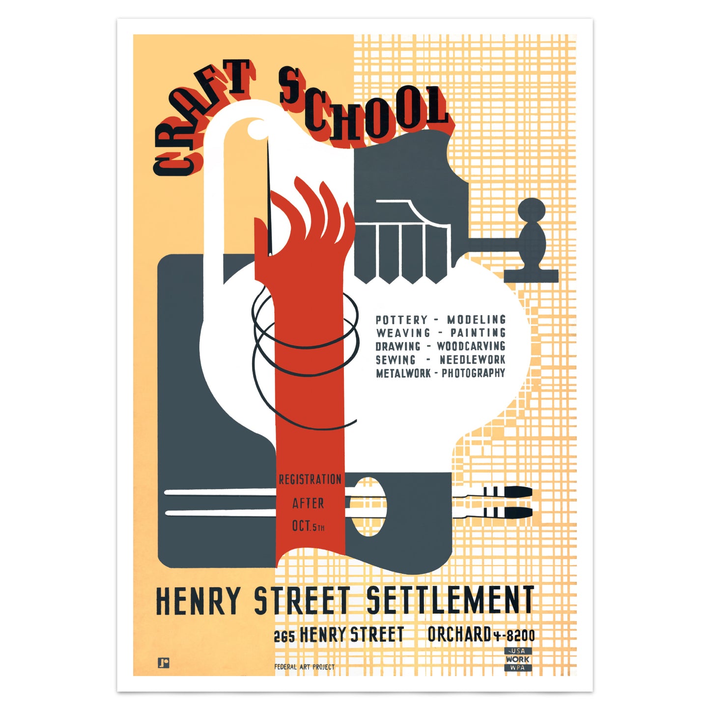 Vintage Craft School Poster From The USA Works Progress Administration