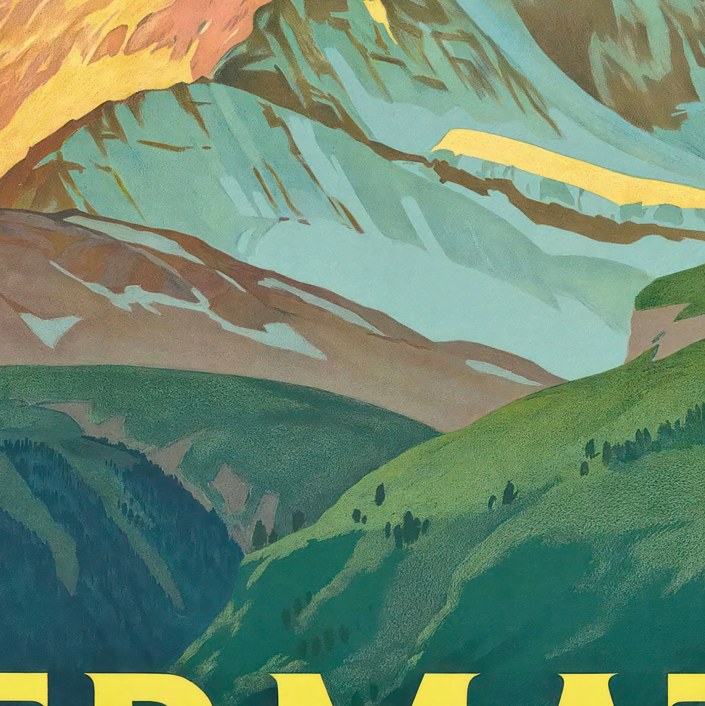 Zermatt & The Matterhorn Vintage Swiss Travel Poster