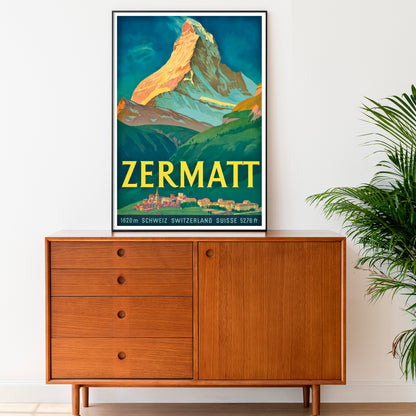 Zermatt & The Matterhorn Vintage Swiss Travel Poster