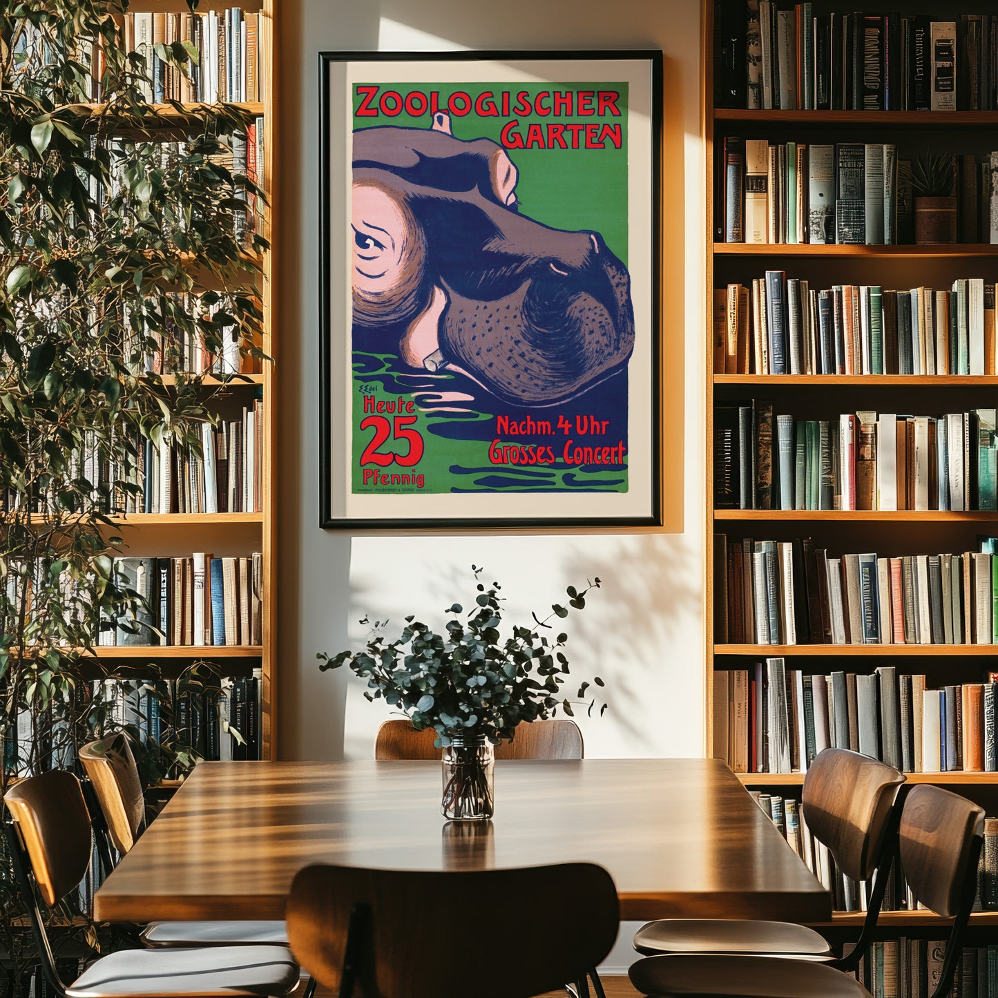 Edmund Edel Zoological Garden Poster: Adapted Vintage-Inspired Hippo Art Print