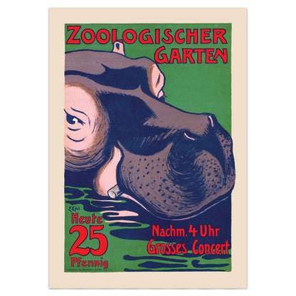 Edmund Edel Zoological Garden Poster: Adapted Vintage-Inspired Hippo Art Print