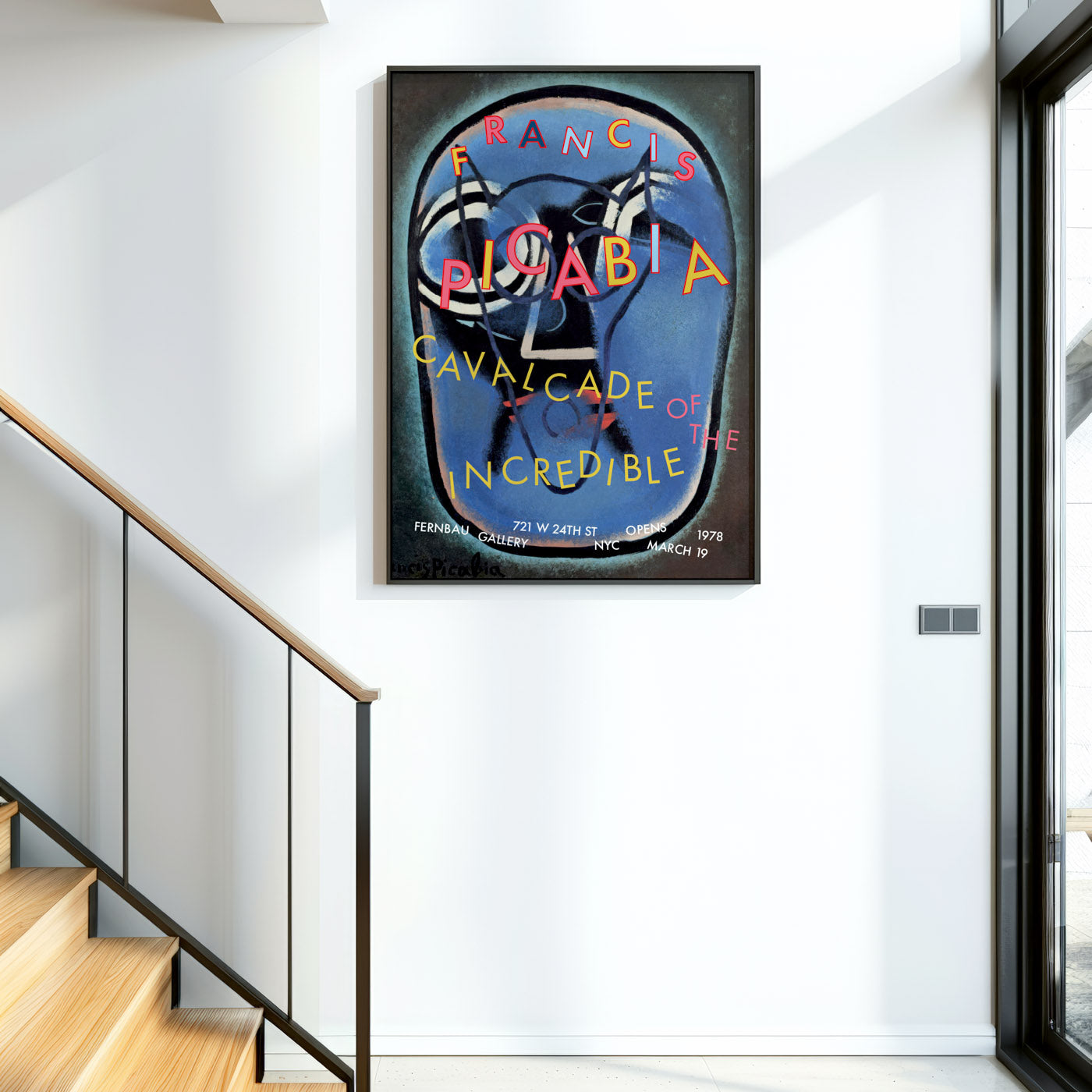 Francis Picabia ‘Head’ – Cavalcade of the Incredible 1978 NYC poster in a building entrance