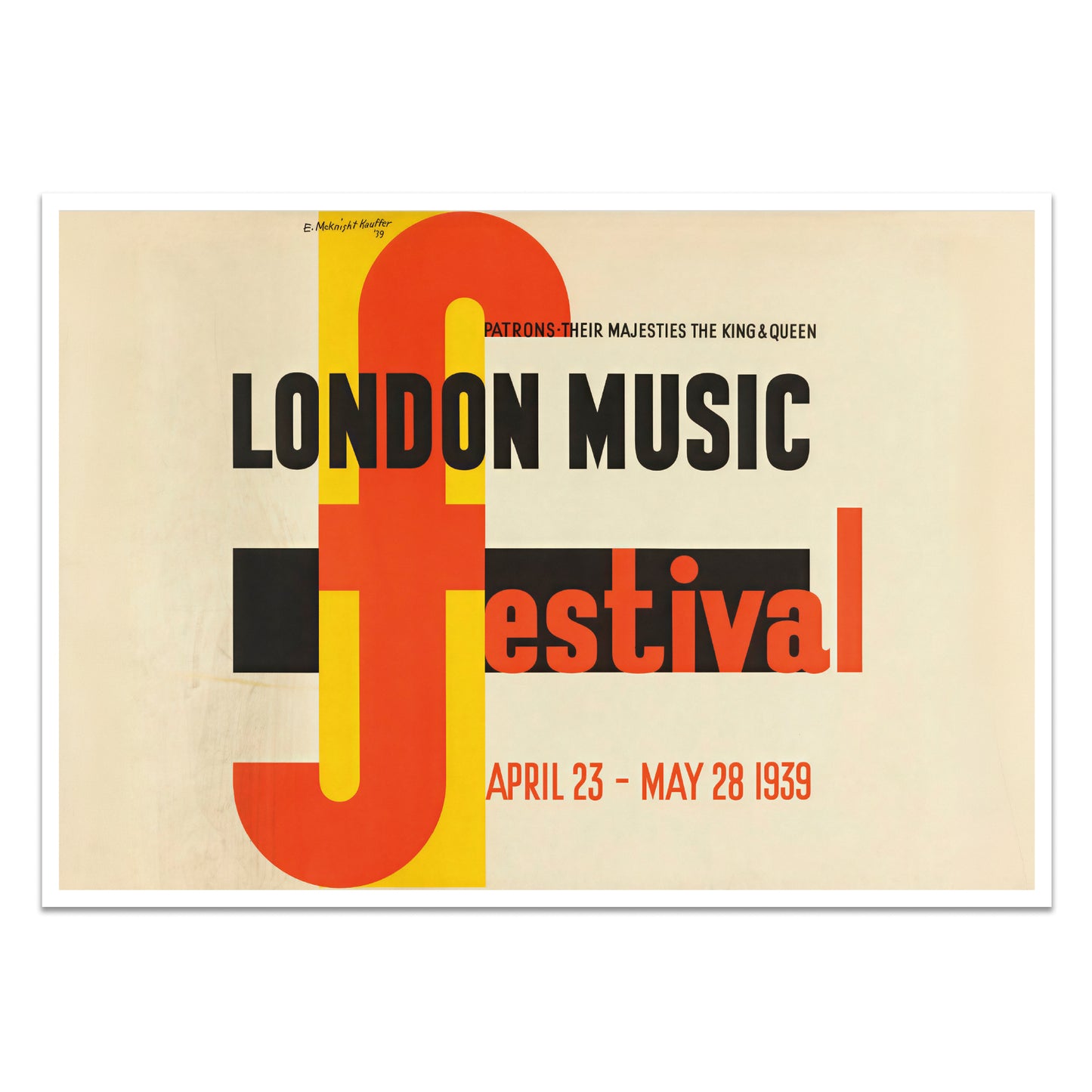 E. McKnight Kauffer London Music Festival Poster from 1939
