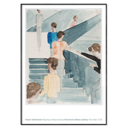 Oskar Schlemmer’s Bauhaus Stairway (1931) print framed against white background