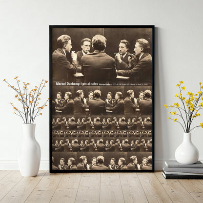 Modern art poster featuring Marcel Duchamp’s mirrored portrait