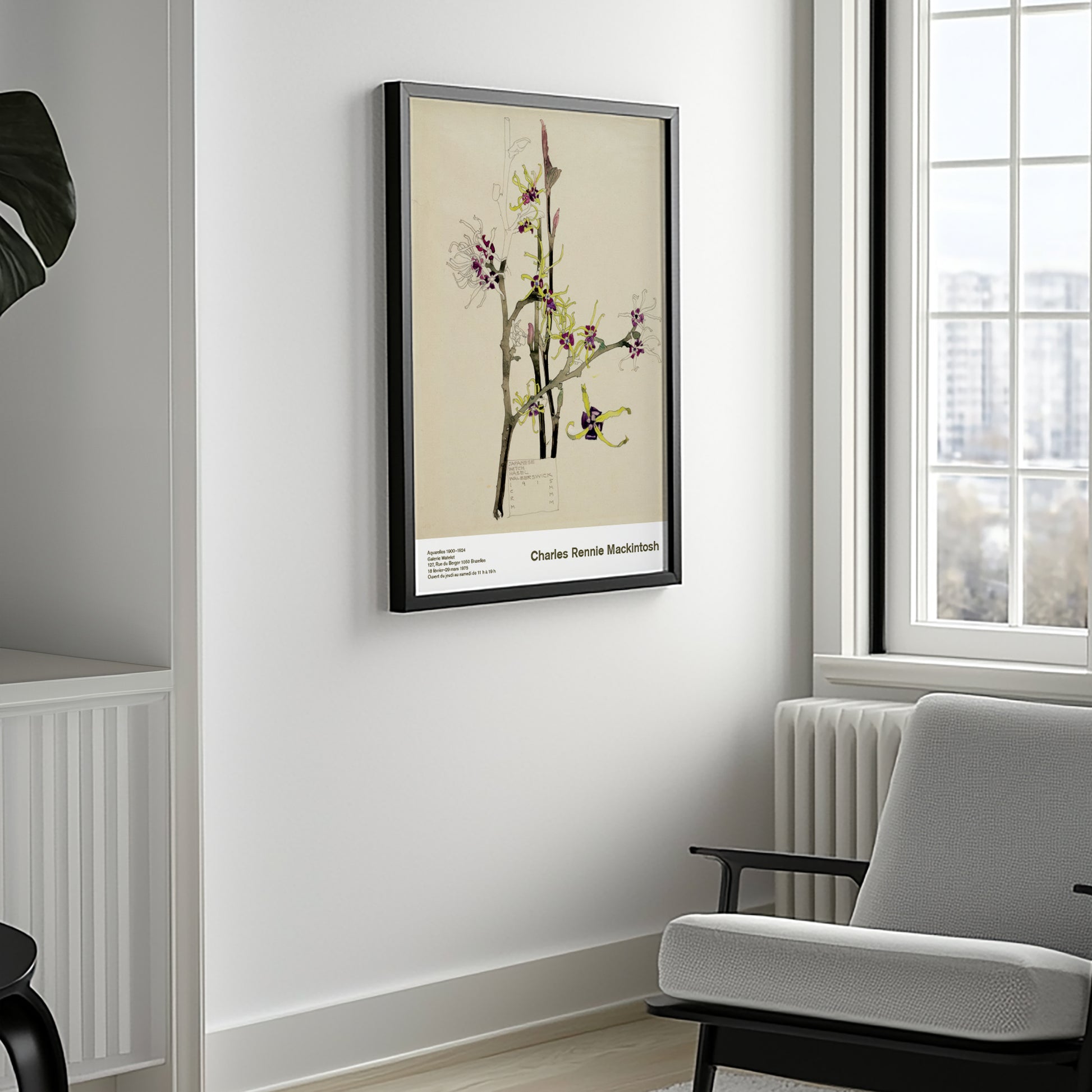 Watercolour and pencil botanical poster by Charles Rennie Mackintosh