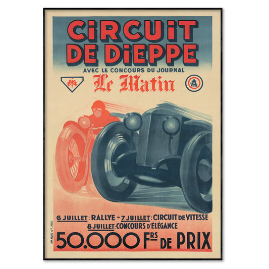 Vintage Art Deco Circuit de Dieppe Motor Racing Poster