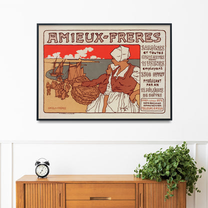 Art Nouveau poster by Georges Fay on a living room wall