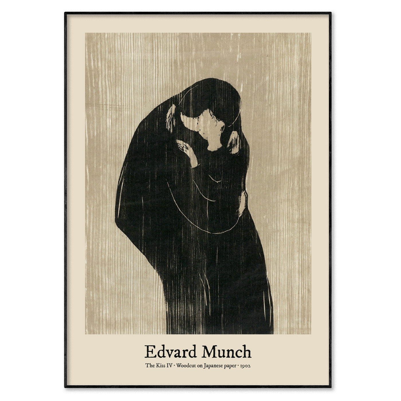 Edvard Munch The Kiss Woodcut Poster