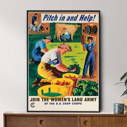 Women's Land Army 'Pitch In And Help' WWII Poster